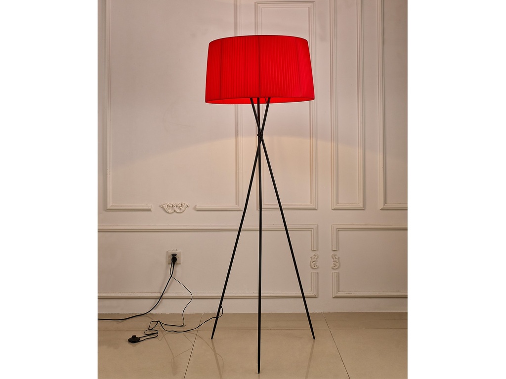 Paige Floor Lamp Red Carbon Steel and Fabric