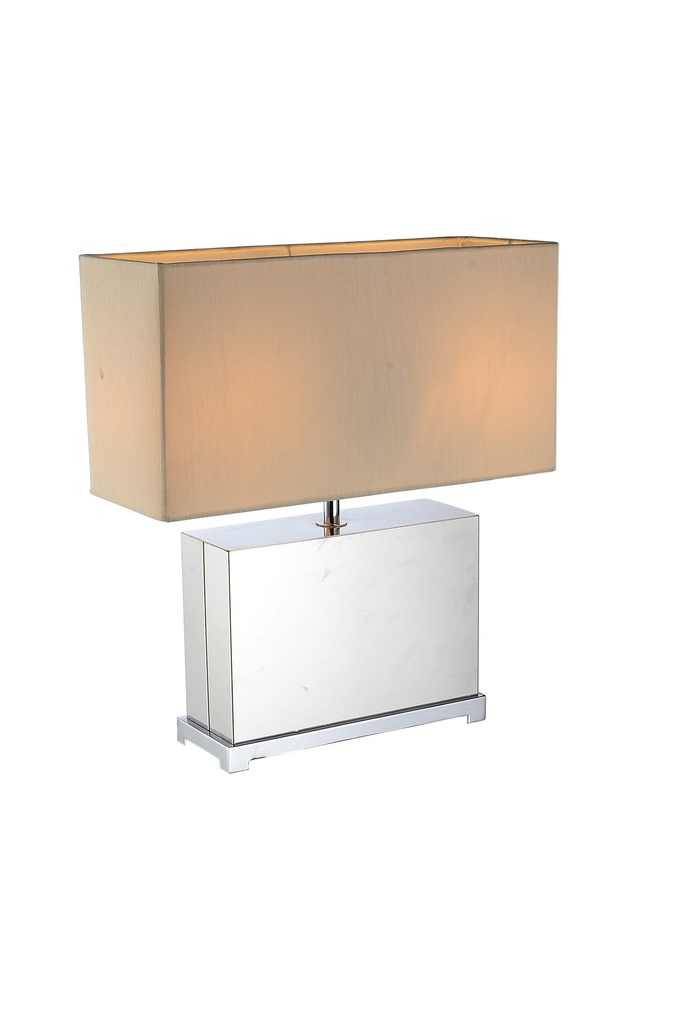 Payton Table Lamp Stainless Steel Base and Off White Fabric Shade