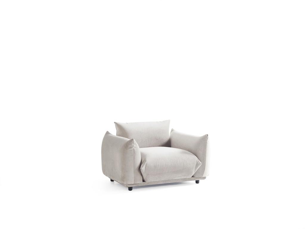Solea Armchair Upholstered in White Velvet Fabric #KPM01
