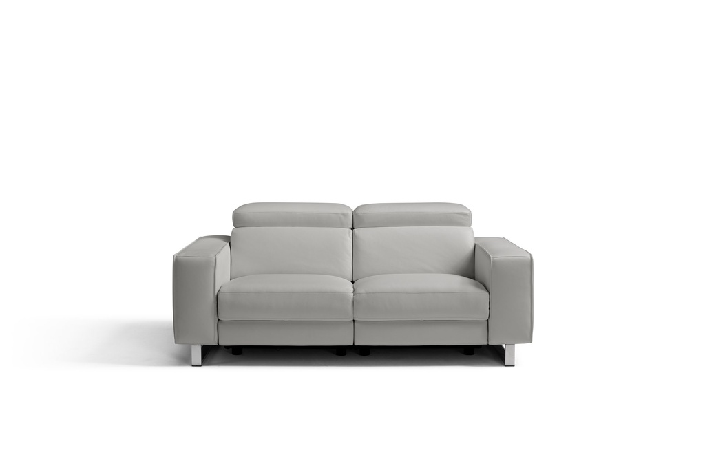 Augusto Love Seat 100% Made in Italy Light Grey top grain leather 1062 L09S 2 electric recliners