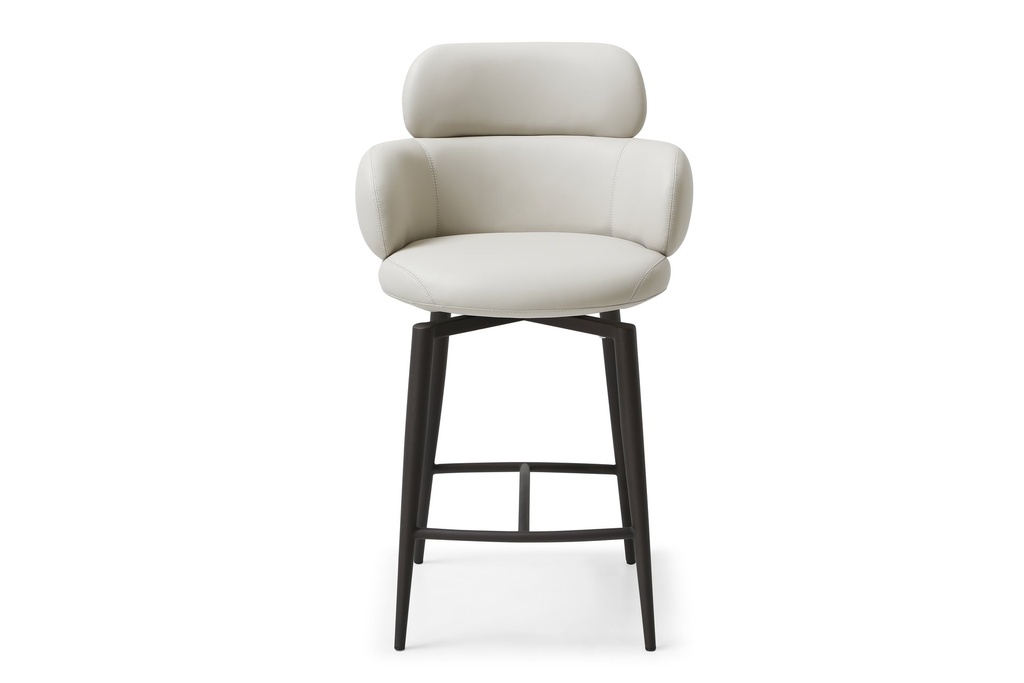 Como Swivel Counter Stool. Upholstered in Light Gray Faux Leather Easy Clean BIX-2275
