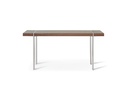 Struttura Console walnut veneer polished stainless steel legs.